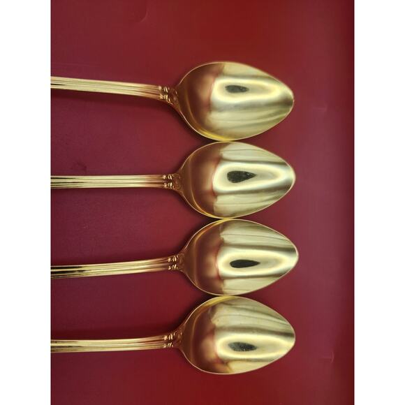 Set of 4 Golden Rexford Gold Electroplate Soup Spoons 7.5” National Stainless - Picture 4 of 7